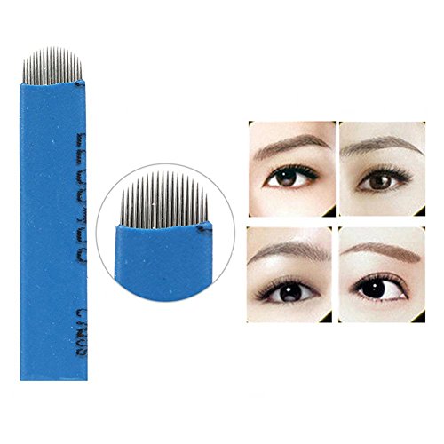 100 unids/set 18u pin cuchilla para tatuaje de cejas manual microblading maquillaje permanente aguja estéril