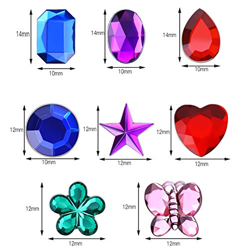 1000 Piezas Joyas de Artesanía Brillantes Gemas de Diamantes de Imitación de Espalda Plana Adornos de Piedra Preciosa de Acrílico con Punto Adhesivo para Decoracion de Manualidades