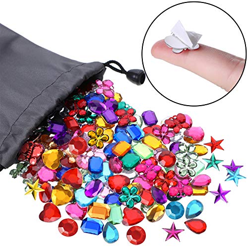 1000 Piezas Joyas de Artesanía Brillantes Gemas de Diamantes de Imitación de Espalda Plana Adornos de Piedra Preciosa de Acrílico con Punto Adhesivo para Decoracion de Manualidades