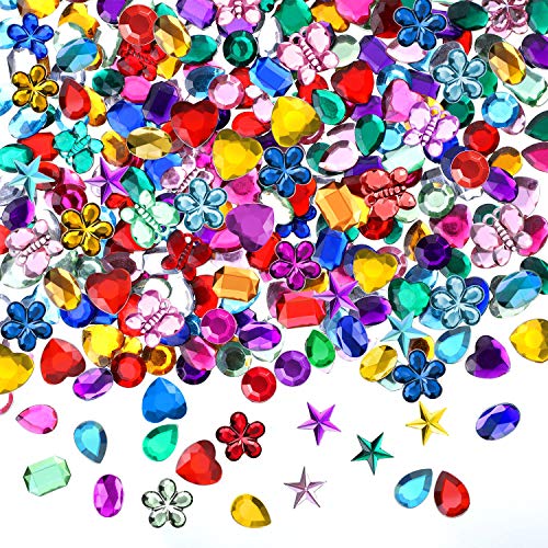 1000 Piezas Joyas de Artesanía Brillantes Gemas de Diamantes de Imitación de Espalda Plana Adornos de Piedra Preciosa de Acrílico con Punto Adhesivo para Decoracion de Manualidades