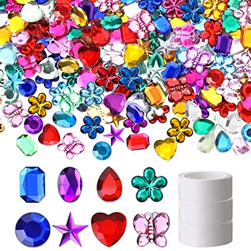 1000 Piezas Joyas de Artesanía Brillantes Gemas de Diamantes de Imitación de Espalda Plana Adornos de Piedra Preciosa de Acrílico con Punto Adhesivo para Decoracion de Manualidades