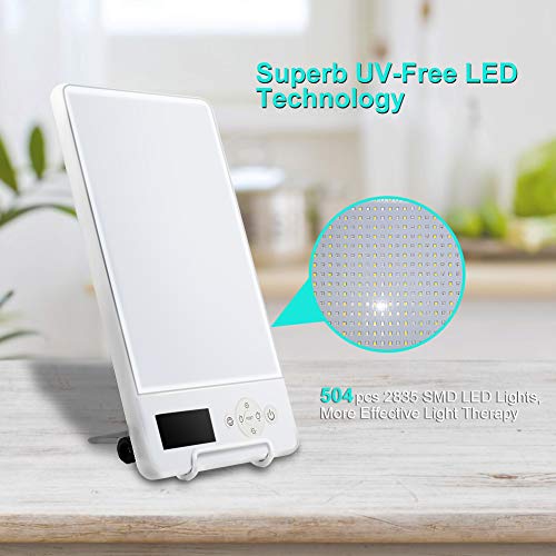 10000 Lux SAD Light Therapy Lamp for Winter Blues, Full UV-Free LED Spectrum, 2 Adjustable Colors and Brightness Control, Portable Daylight Simulation Box for Seasonal Affective Disorder (SAD)