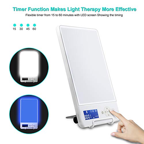 10000 Lux SAD Light Therapy Lamp for Winter Blues, Full UV-Free LED Spectrum, 2 Adjustable Colors and Brightness Control, Portable Daylight Simulation Box for Seasonal Affective Disorder (SAD)