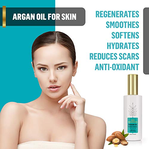 1001 Remedies Aceite de Argan Puro 100% Rico en Vitamina E Natural - Aceite de Argan Certificado Orgánico hidratante para el Pelo, Piel, Cuticulas Secas y Anti Estrias - Vegano y Prensado frío