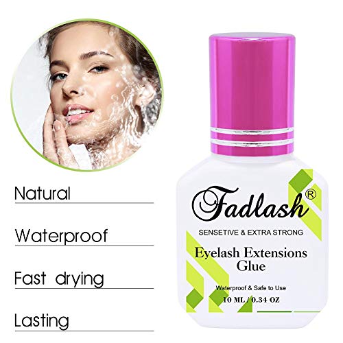 10ml pegamento de extensión de pestañas, 1-1.5 s de Secado Rápido Pegamento Extensión Pestañas, extra Fuerte Ojos Sensibles Retención Adhesivo Flexible Semipermanente 5-6 Semanas