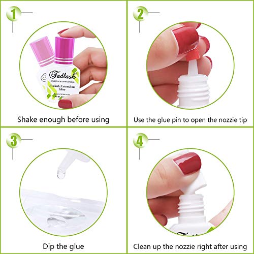 10ml pegamento de extensión de pestañas, 1-1.5 s de Secado Rápido Pegamento Extensión Pestañas, extra Fuerte Ojos Sensibles Retención Adhesivo Flexible Semipermanente 5-6 Semanas
