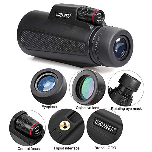 10x42 Monocular Compacto, telescopio a Prueba de Agua de Alta Potencia con Adaptador de fotografía para la observación de Aves, Senderismo, Acampada, Turismo, Viajes, Concierto