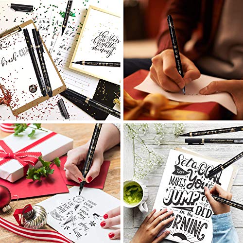 12 bolígrafos de caligrafía, bolígrafos de fibra negra WeyTy, bolígrafos de caligrafía, diario de letras para principiantes, bolígrafo de firma, bolígrafo de caligrafía (4 tipos)