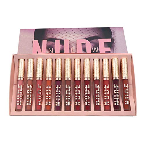 12 colores set de lápiz labial líquido a prueba de agua set de lápiz con copa antiadherente mate colourfast lápiz hidratante lápiz mat lipliner mat terciopelo multicolor brillo mate duradero lápiz