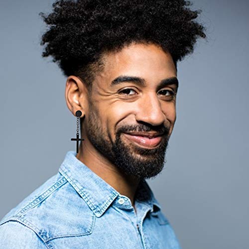 12 Pares Aretes Pendientes Piercing de Acero Inoxidable para Hombres Mujers Unisex Pendientes Oro Plata Negro Cruz Colgante Redondo Earrings