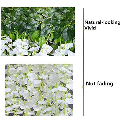 12 Piezas Flores Artificiales Plantas Decoración - YQing Seda Wisteria Artificial Flores Decoración para Boda Hogar