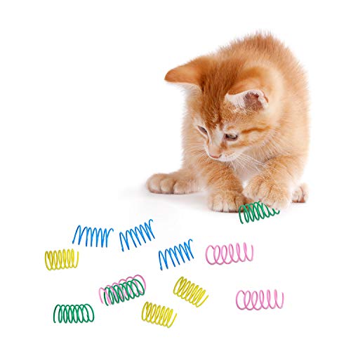 12 Piezas Muelle Colorido Juguete para Gato Resortes Espirales de Bobina Plástica Juguetes Interactivos Duraderos para Gato Gatito Mascotas Regalo de Novedad