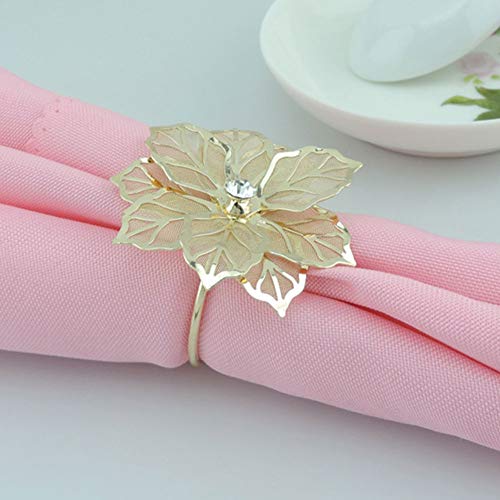 12 servilleteros de aleación floral, diseño de rosas, soporte de metal para servilletas para banquetes de boda, decoración de cena de Navidad (oro) Tamaño libre dorado