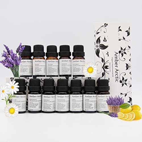 12 Set de Aceite Esencial Para Difusor 100% Aceite Vegetal Puro Rosa, Jazmín, Vetiver, menta, Sándalo, Manzanilla, árbol de Té, Incienso, Lavanda, Canela, naranja, Limón