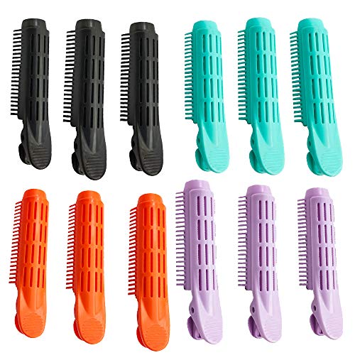 12 Uds, Pinza Esponjosa De Raíz De Pelo Voluminizadora Natural, Autoagarre, Peluquería, Flequillo, Rizadores, Herramientas De Peinado Para Rizar El Cabello Rizado Diy Black+Green+Orange+Purple