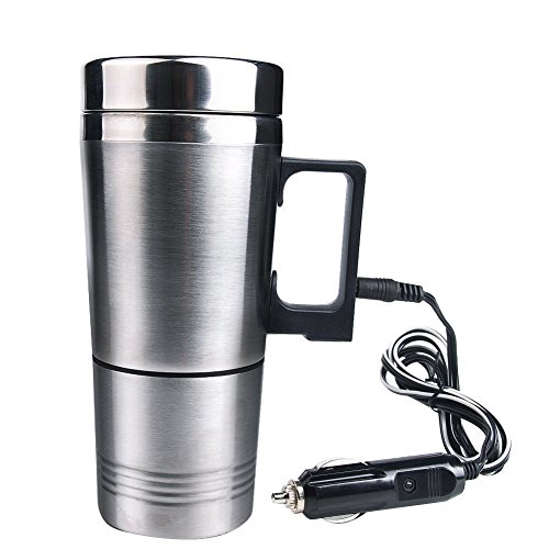 12 V coche eléctrico de acero inoxidable taza taza de café aplicables a la ebullición agua caliente café, leche, hervir huevos y té
