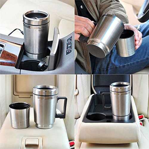 12 V coche eléctrico de acero inoxidable taza taza de café aplicables a la ebullición agua caliente café, leche, hervir huevos y té