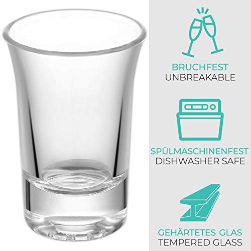 12 vasos de chupito Vaso de chupito 4 cl. Estable, apto para el lavavajillas. Vaso de pinn para Tequila Vodka.