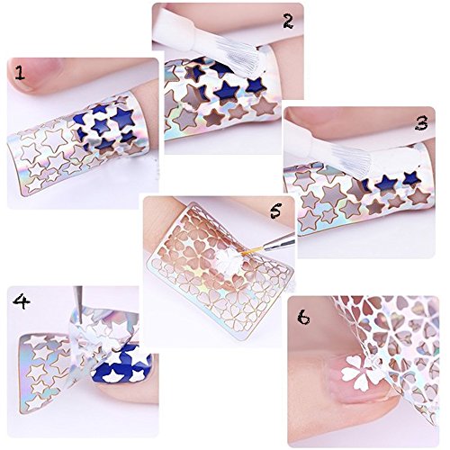 120 Diseños 72hojas Decoración Pegatinas Uñas Vinilos Etiquetas Adhesivas DIY Plantillas+ Francesas + Pluma - 3 estilos Varios Patrones