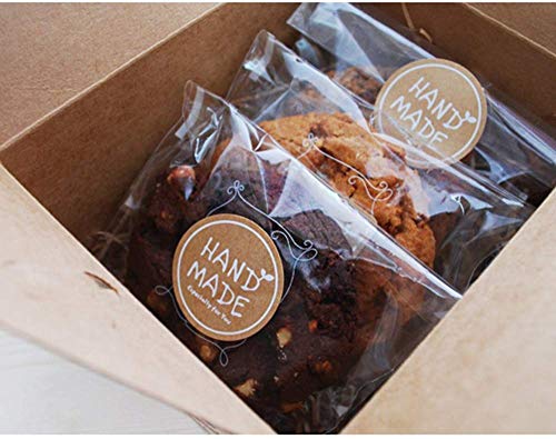 120 pcs Etiquetas Adhesivas Pegatinas Redondas Kraft con 'Handmade' impreso para Regalo de Bodas Bricolaje Hecho a Mano