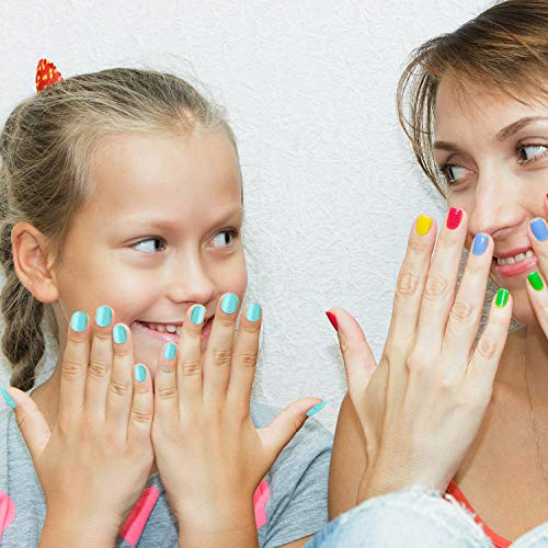 120 Uñas Postizas de Chicas Puntas de Uñas Artificiales de Presión Uñas Postizas Cortas de Cubierta Completo con Patrón de Gradiente Gato Pastel Arcoiris para Uñas Niñas, 5 Cajas (Dulce Niña)