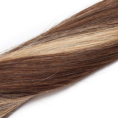 12"(30cm) SEGO Extensiones Adhesivas de Cabello Natural Sin Clip 2g*10pcs #4/27 Castaño Chocolate/Rubio Oscuro 100% Remy Pelo Humano Tape in Hair Extensions (20g)