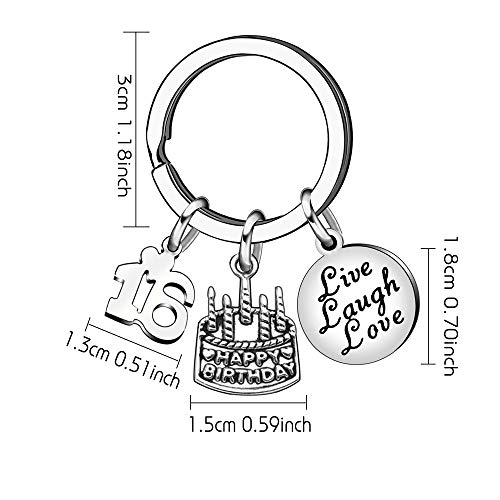 13 16 18 21 30 40 50 60 65 años de Edad Regalo de cumpleaños Mujeres Hombres Llavero joyería (16 años de Edad)