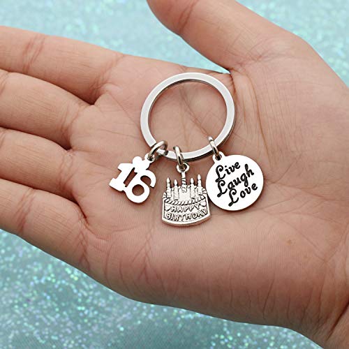 13 16 18 21 30 40 50 60 65 años de Edad Regalo de cumpleaños Mujeres Hombres Llavero joyería (16 años de Edad)