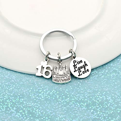 13 16 18 21 30 40 50 60 65 años de Edad Regalo de cumpleaños Mujeres Hombres Llavero joyería (16 años de Edad)