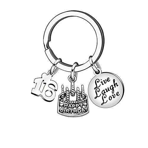 13 16 18 21 30 40 50 60 65 años de Edad Regalo de cumpleaños Mujeres Hombres Llavero joyería (16 años de Edad)