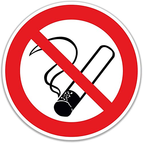 15 pegatinas prohibidas de fumar, 7 cm de diámetro, con protección UV, señal de advertencia para exterior e interior, cartel de prohibición de humo