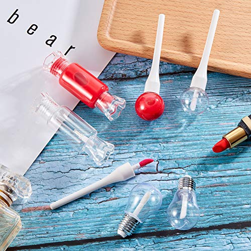 15 Piezas Tubos de Brillo Labial Vacíos Contenedores de Bálsamo Labial de Pástico con Forma de Caramelo Piruleta Bombilla Divertida Mini Botellas de Aceite de Labios Recargables para Mujer Niña