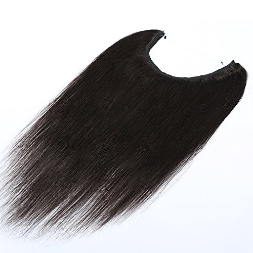 16" Extensiones de Cabello Natural con Hilo Invisible Sin Clip 100% Remy Pelo Natural Humano Una Pieza Liso Ajuatable Hair Extensions [40cm,60g,#1B Negro Natural]