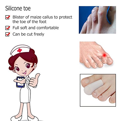 16 piezas de tapón para dedos de los pies, 10 tapas de gel de silicona + 6 protectores de funda de tela – Evita el desarrollo de callos y ampollas, suaviza y calma la piel de los dedos y los pies