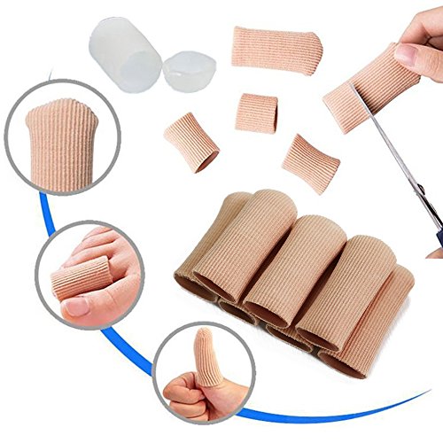 16 piezas de tapón para dedos de los pies, 10 tapas de gel de silicona + 6 protectores de funda de tela – Evita el desarrollo de callos y ampollas, suaviza y calma la piel de los dedos y los pies