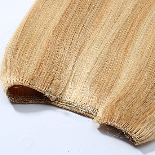16"(40cm) Extensiones de Pelo Natural Hilo Invisible 100% Remy Cabello Natural Humano Sin Clip Una Pieza Lisa 16 Pulgadas(60g,#18/613 Rubio Ceniza/Blanqueador Rubio)