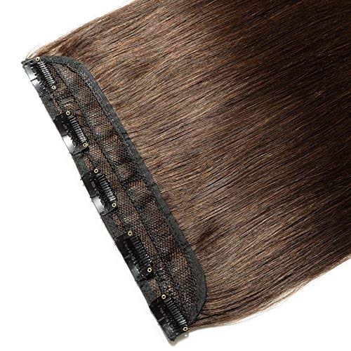 18"(45cm) SEGO Extensiones de Clip de Pelo Natural Humano [#2 Marrón Oscuro] Cabello 100% Remy [Una Pieza 5 Clips] 3/4 Cabeza Completa Postizos Pelucas Lisas (50g)