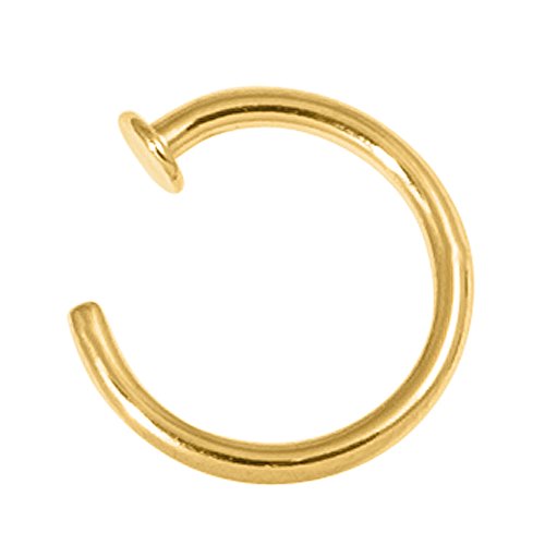 18ct chapado en Oro Acero Quirúrgico abierto nariz anillo. 1,0 mm de gran calibre 8 mm diámetro interno.