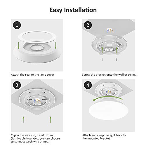 18W Plafón LED Techo Novostella 1800lm Luz Plafon Baño LED Redondo 300mm, Impermeable IP65 Blanco Frío 6000K, Diseño Ultradelgado, Adecuada para Baños, Cocinas, Dormitorio y Pasillo
