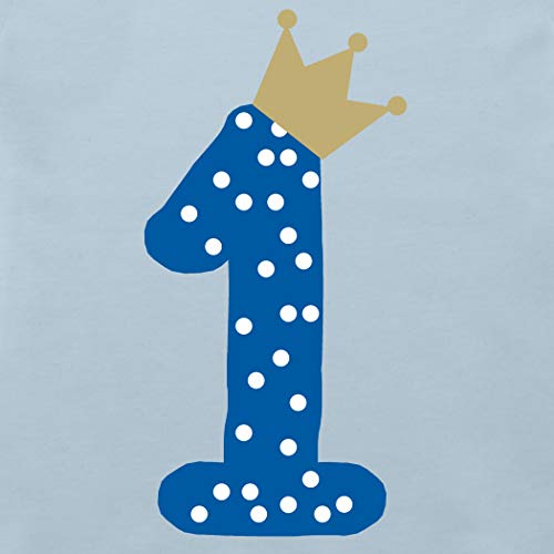 1er cumpleaños Corona Chico Camiseta de bebé Manga Corta (Azul bebé, 12-18 Meses)