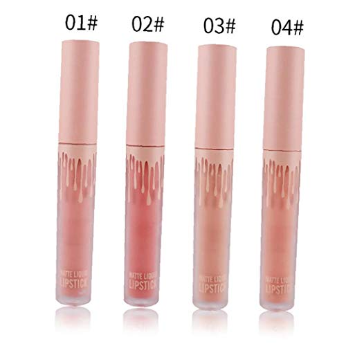 1pack Barra De Labios Mate Set 4 Colores a Prueba De Agua Y Dura Más Tiempo Líquido Barras De Labios Antiadherente Copa Brillo De Labios Hidratante Atractivo Barra De Labios De Artículos De Tocador