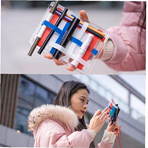 1pack Maquillaje Transparente Junta De Cosméticos De Almacenamiento Organizador De Acrílico Con El Espejo Mágico Con Asas De La Bolsa Del Recorrido Portátiles Organizador Rápida Bolsas (gris Bolsa De