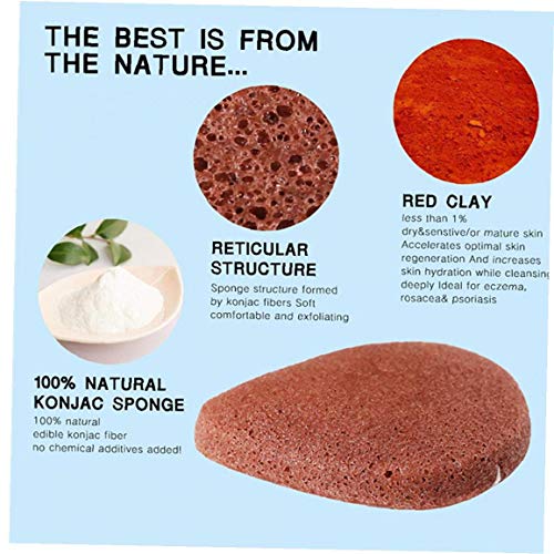 1PC Konjac Sponge Tool All Natural Facial Esponja Que Se Lava La Cara Exfoliante Deep Pore Cleansing Beauty Adecuado Para Todo Tipo De Piel (Rojo)