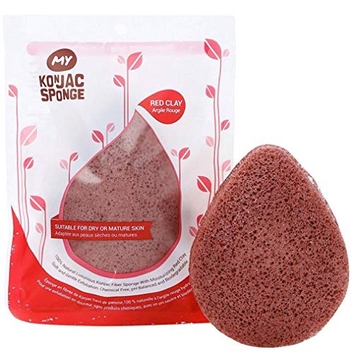 1PC Konjac Sponge Tool All Natural Facial Esponja Que Se Lava La Cara Exfoliante Deep Pore Cleansing Beauty Adecuado Para Todo Tipo De Piel (Rojo)