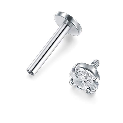 2-4mm CZ 16G Piercing Labret Labio Anillo Piercing Oreja Tragus Helix Stud Barra Piercing Cartílago 6-10mm Acero quirúrgico 9 Piezas