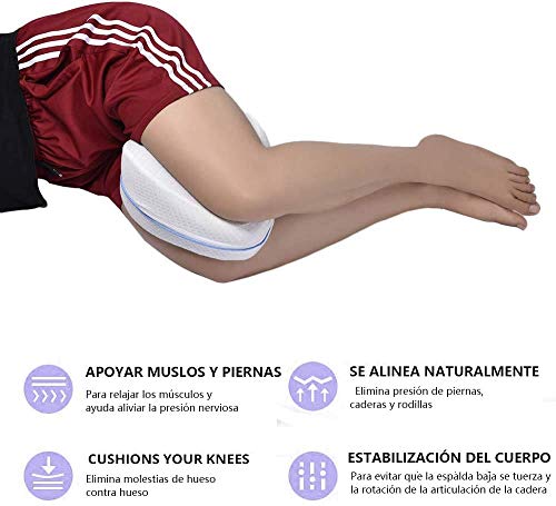 2 Cojines Ortopédicos para Piernas y Rodilla, Alivia el Dolor de Espalda, Cadera y Articulaciones, Soporte para el Tobillo, Pierna y Rodilla , Espuma con Memoria, Almohada para embarazadas