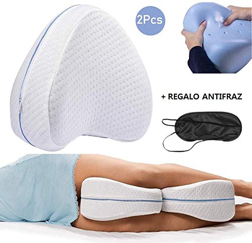 2 Cojines Ortopédicos para Piernas y Rodilla, Alivia el Dolor de Espalda, Cadera y Articulaciones, Soporte para el Tobillo, Pierna y Rodilla , Espuma con Memoria, Almohada para embarazadas