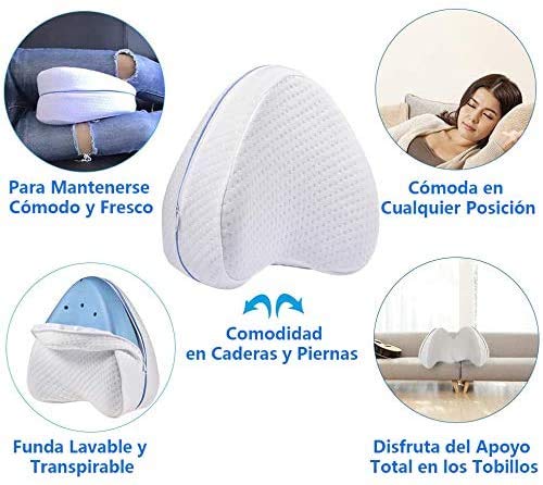 2 Cojines Ortopédicos para Piernas y Rodilla, Alivia el Dolor de Espalda, Cadera y Articulaciones, Soporte para el Tobillo, Pierna y Rodilla , Espuma con Memoria, Almohada para embarazadas
