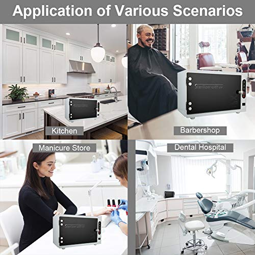 2 en 1 Gabinete de Esterilizador Estetica UV y Alta Temperatura, Caja de Desinfección de Gran Capacidad, 35.3 * 20.7 * 23.5 cm, Equipo de Esterilización para Toallas y Biberones(EU)