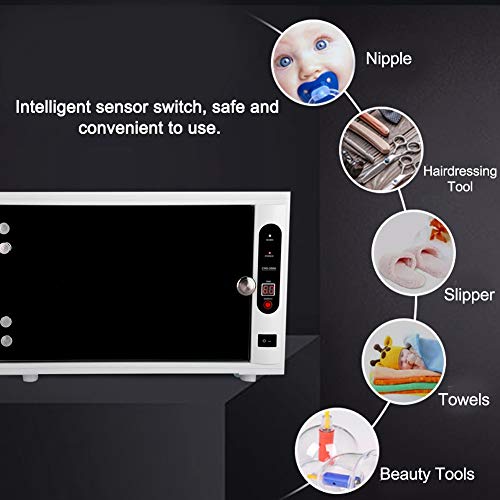 2 en 1 Gabinete de Esterilizador Estetica UV y Alta Temperatura, Caja de Desinfección de Gran Capacidad, 35.3 * 20.7 * 23.5 cm, Equipo de Esterilización para Toallas y Biberones(EU)